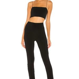Norma Kamali Black Crop Top and Leggings Set